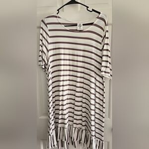 Agnes & Dora Grey and White Striped Tunic 2X